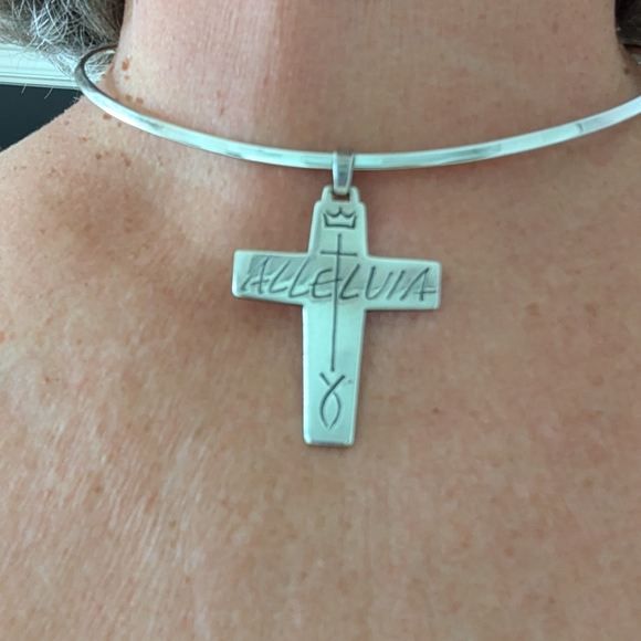 Rare retired James Avery "Alleluia" cross pendant with cuff choker necklace - Picture 5 of 7